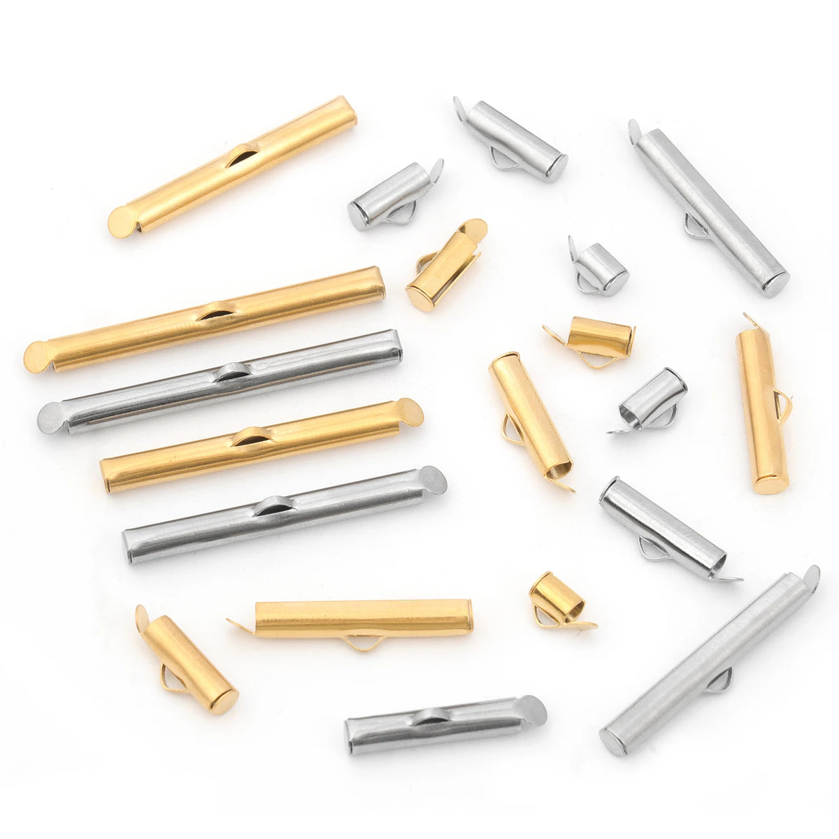 Cord End Clasps Stainless Steel Slide-On Crimp Tubes DIY Jewelry Making