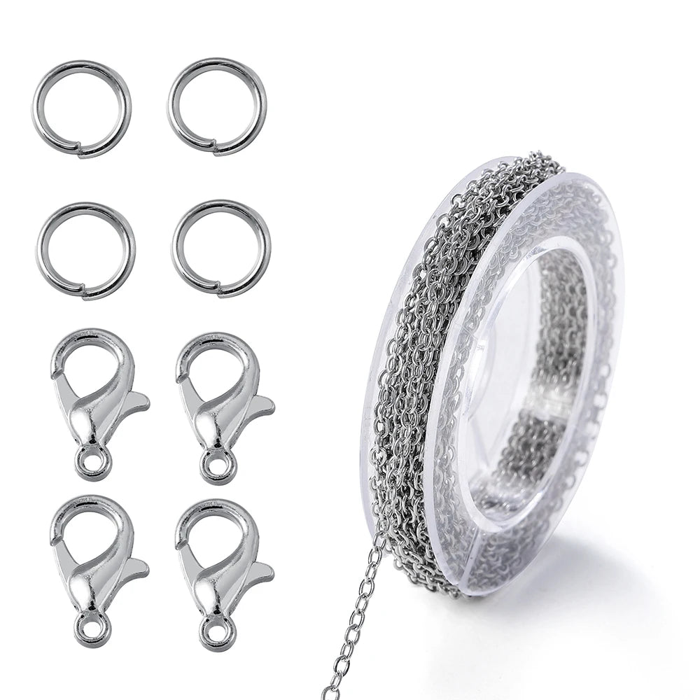 Necklace Chain Kit Iron Links Clasps Jump Rings DIY Jewelry Making