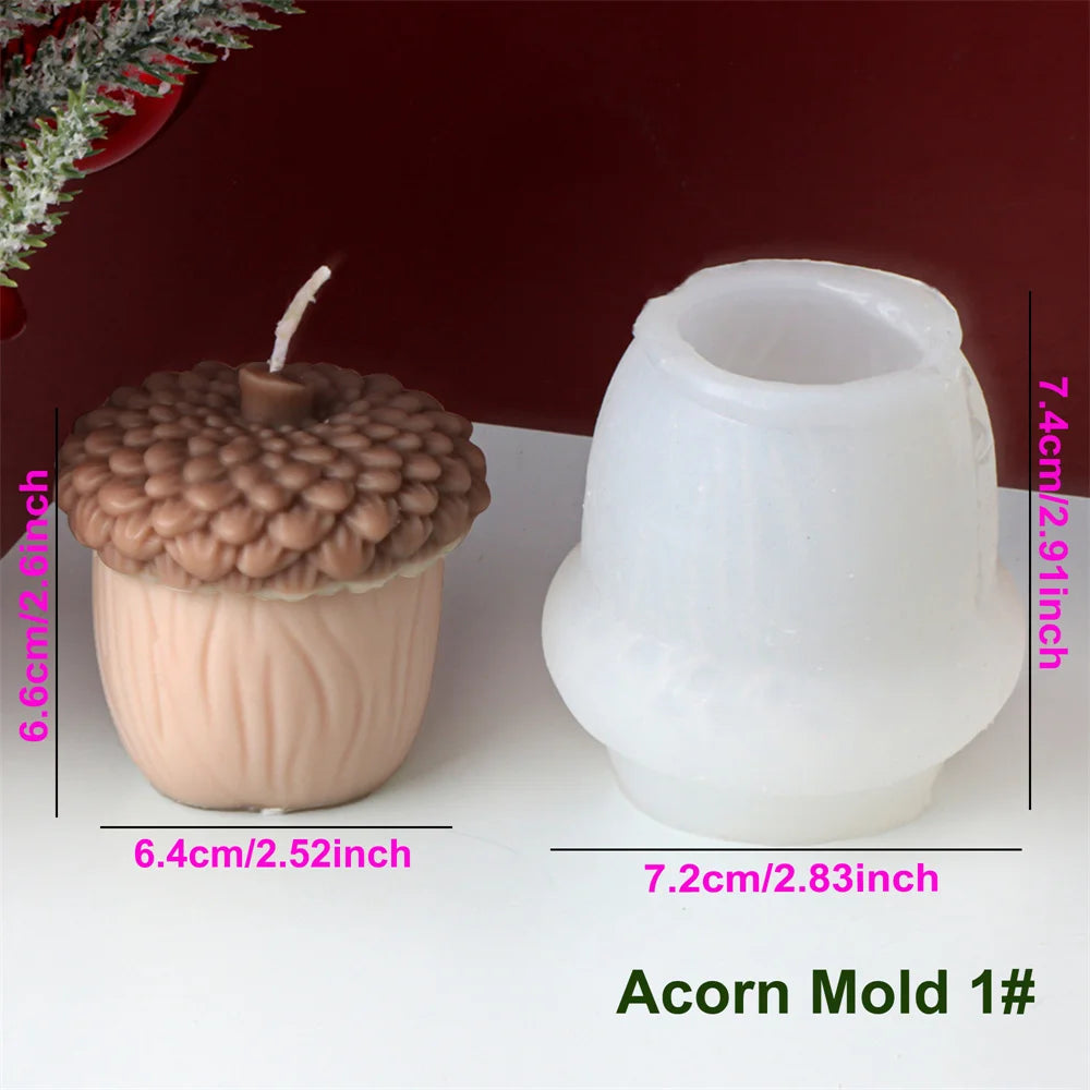 Squirrel & Acorn Candle Mold - Silicone 3D Animal & Nut Molds, 8 Styles