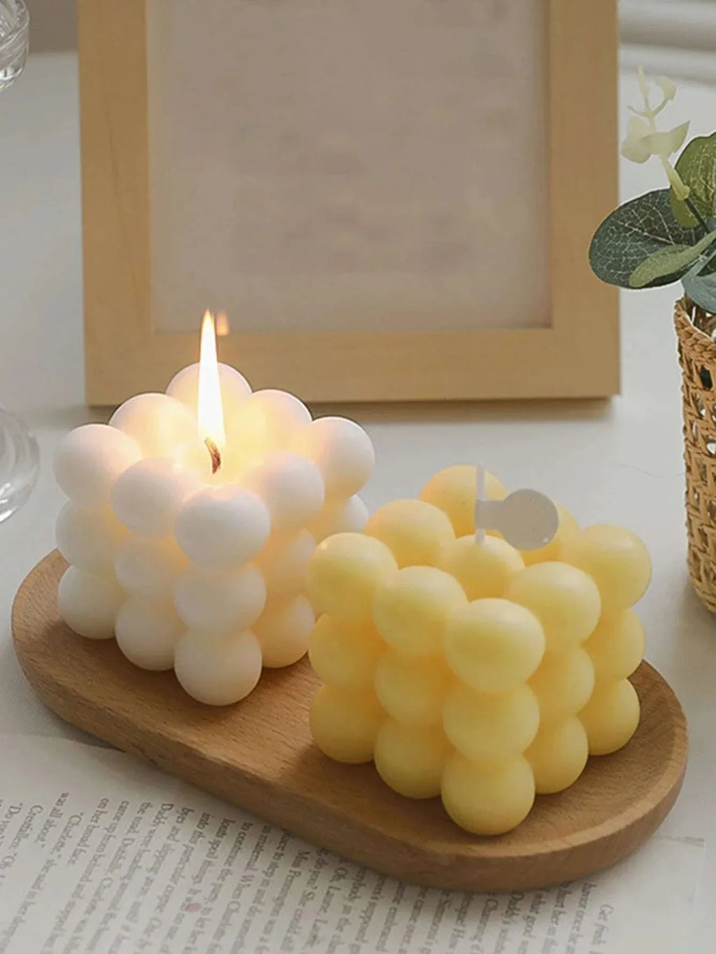 Scented Candle Rounded Bubble Cube Handmade Soy Wax Sculptural Home Fragrance