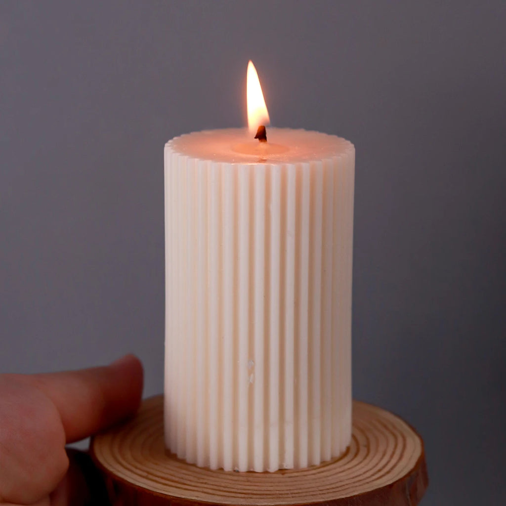 Striped Cylindrical Candle Silicone Mold Handmade Scented Candle Making Wax Mould DIY Crystal Epoxy Resin Craft Molds Home Decor