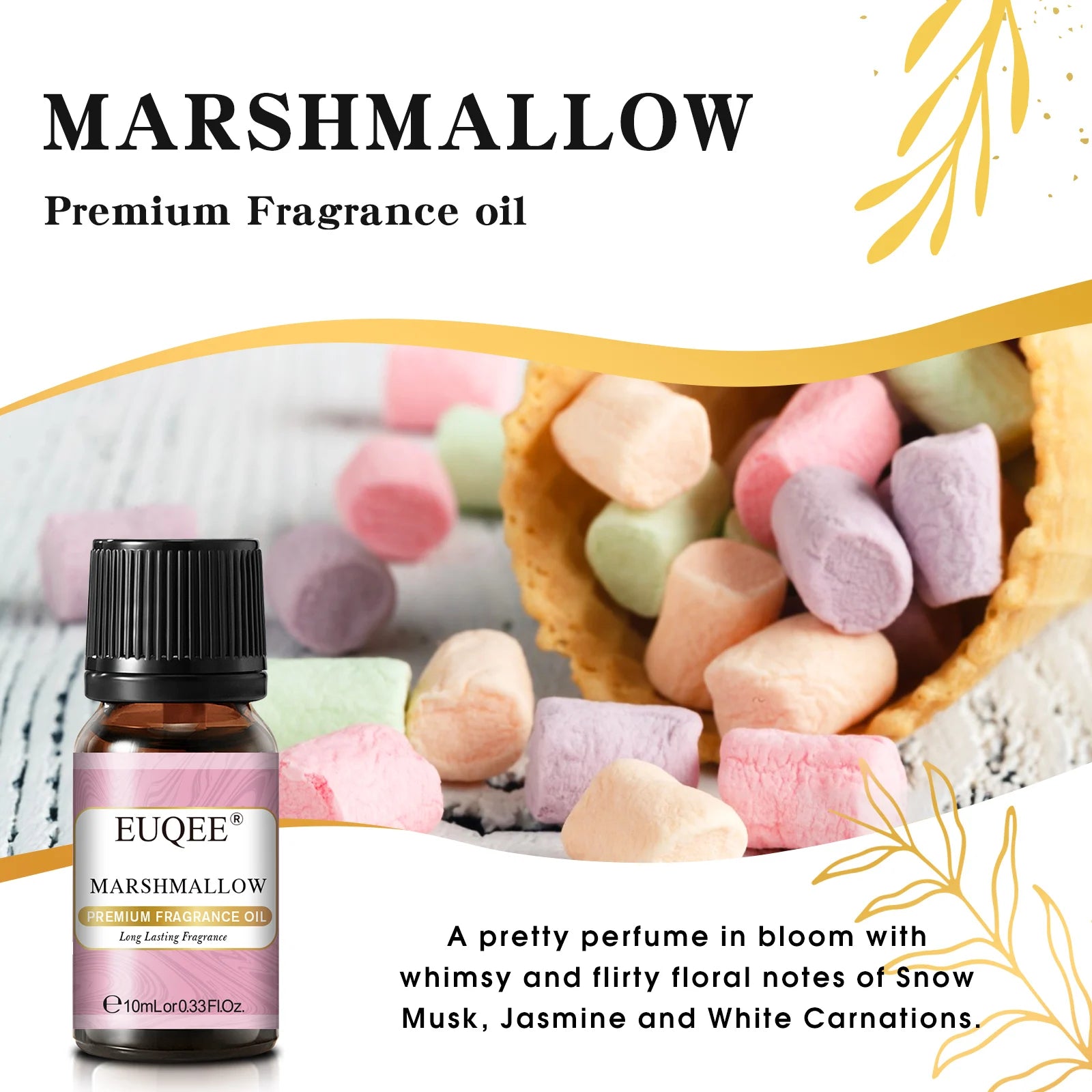 EUQEE 10ML Floral Series Fragrance Oil For Aromatherapy,Making Candle,Coconut & Vanilla Japanese Magnolia Pumpkin Pie Aroma Oils