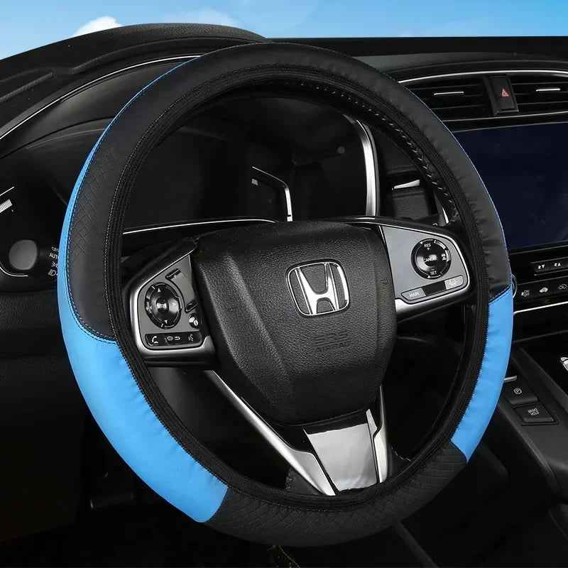 Leather Car Steering-wheel Cover 37CM-38CM Steering Wheel Cover Anti-Slip Comfort