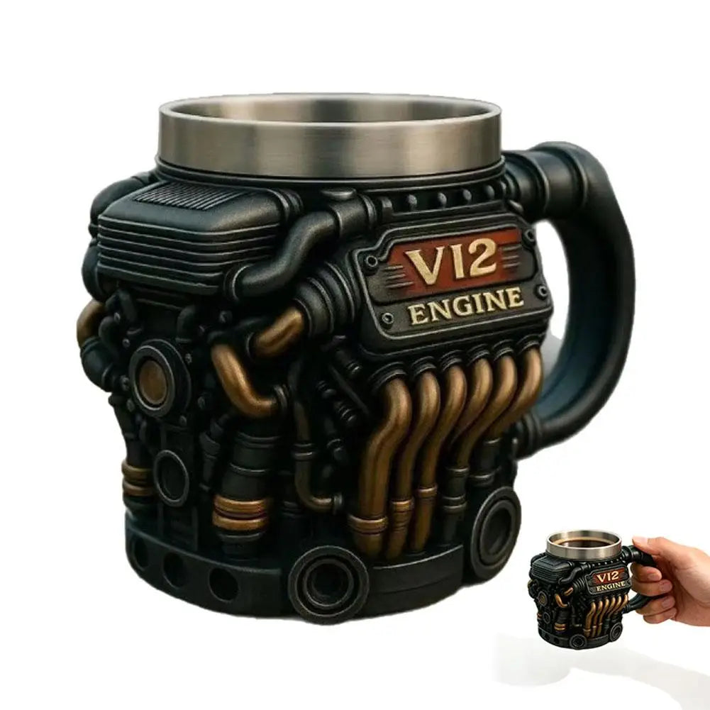 Engine Shaped Mug | Stainless Steel Liner | V6, V8 & V12 Designs | Gift
