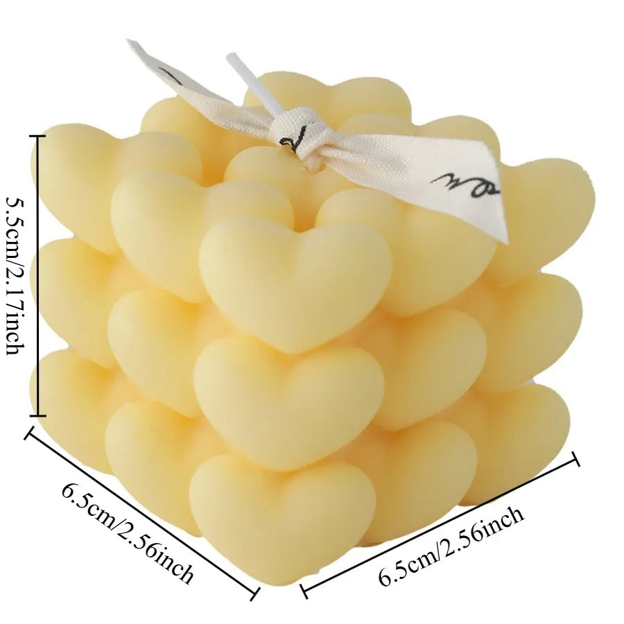 1pc Pastel Heart Cube Soy Wax Scented Candles for Romantic Gifts Aesthetic Home Decor Valentine's Day Wedding Decorations