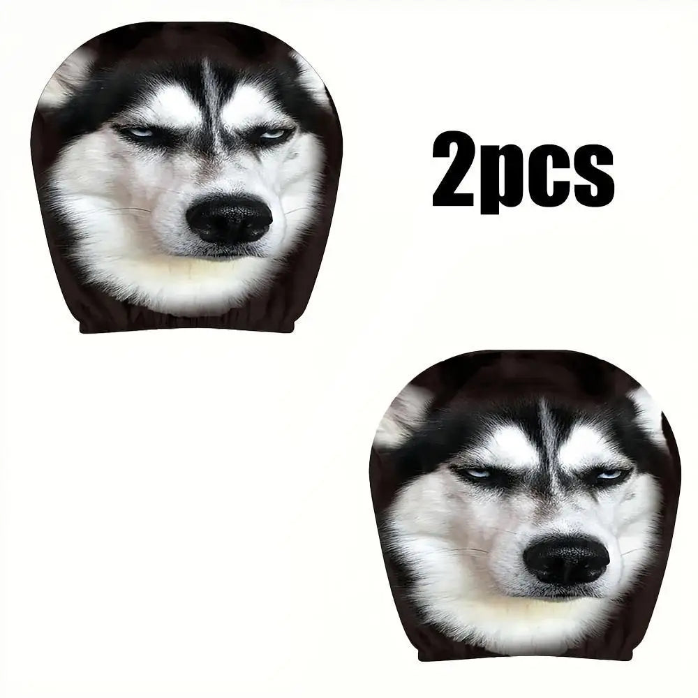Two matching pet hoodies featuring a printed husky face design, shown on a plain white background with the text '2pcs' between them.