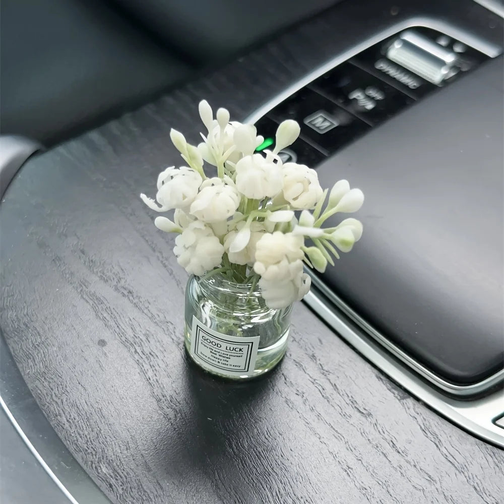 Delicate Miniature Potted Flowers Assorted Car Dashboard Ornament Decoration
