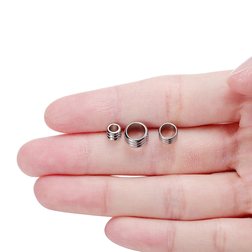 Spacer Beads Stainless Steel Large-Hole Necklace Charms for DIY Jewelry Making