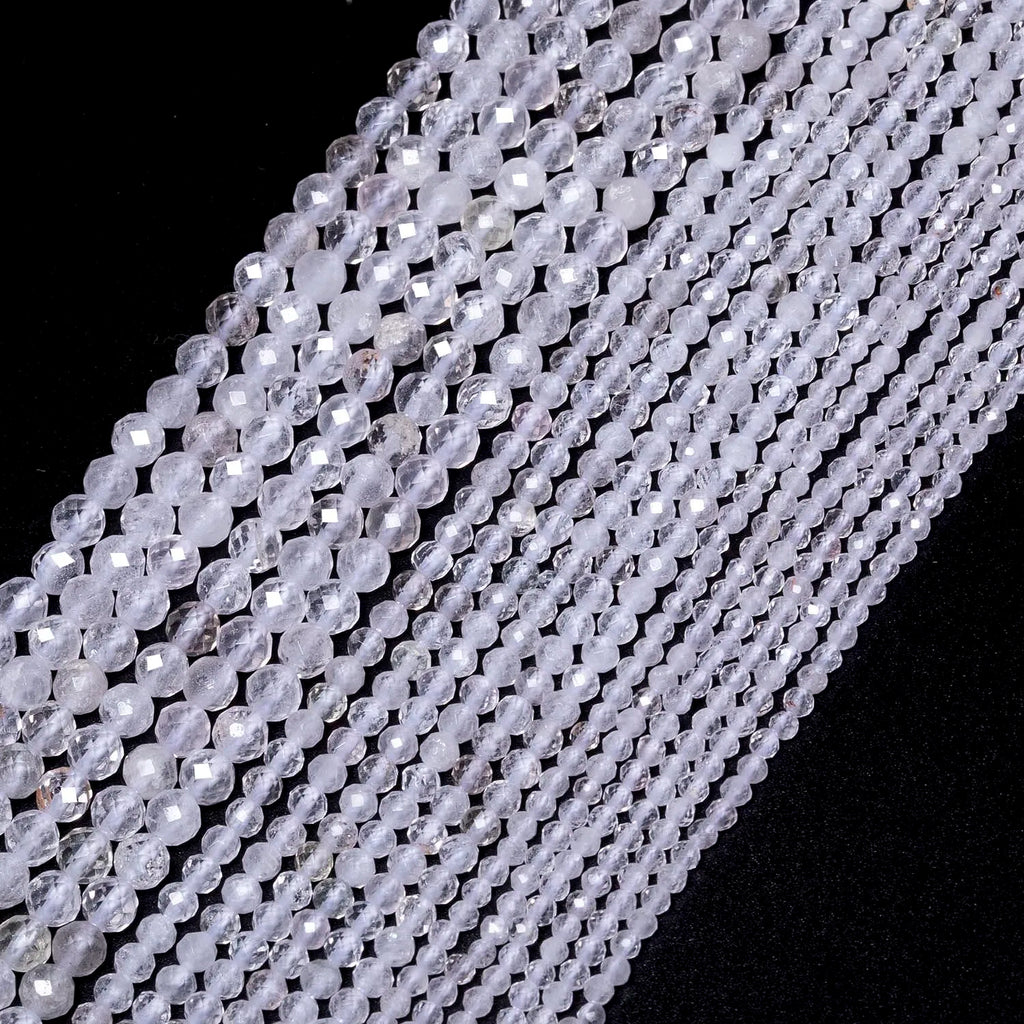 Stone Beads Tiny Faceted Clear Quartz-Style Spacers for DIY Jewelry Making