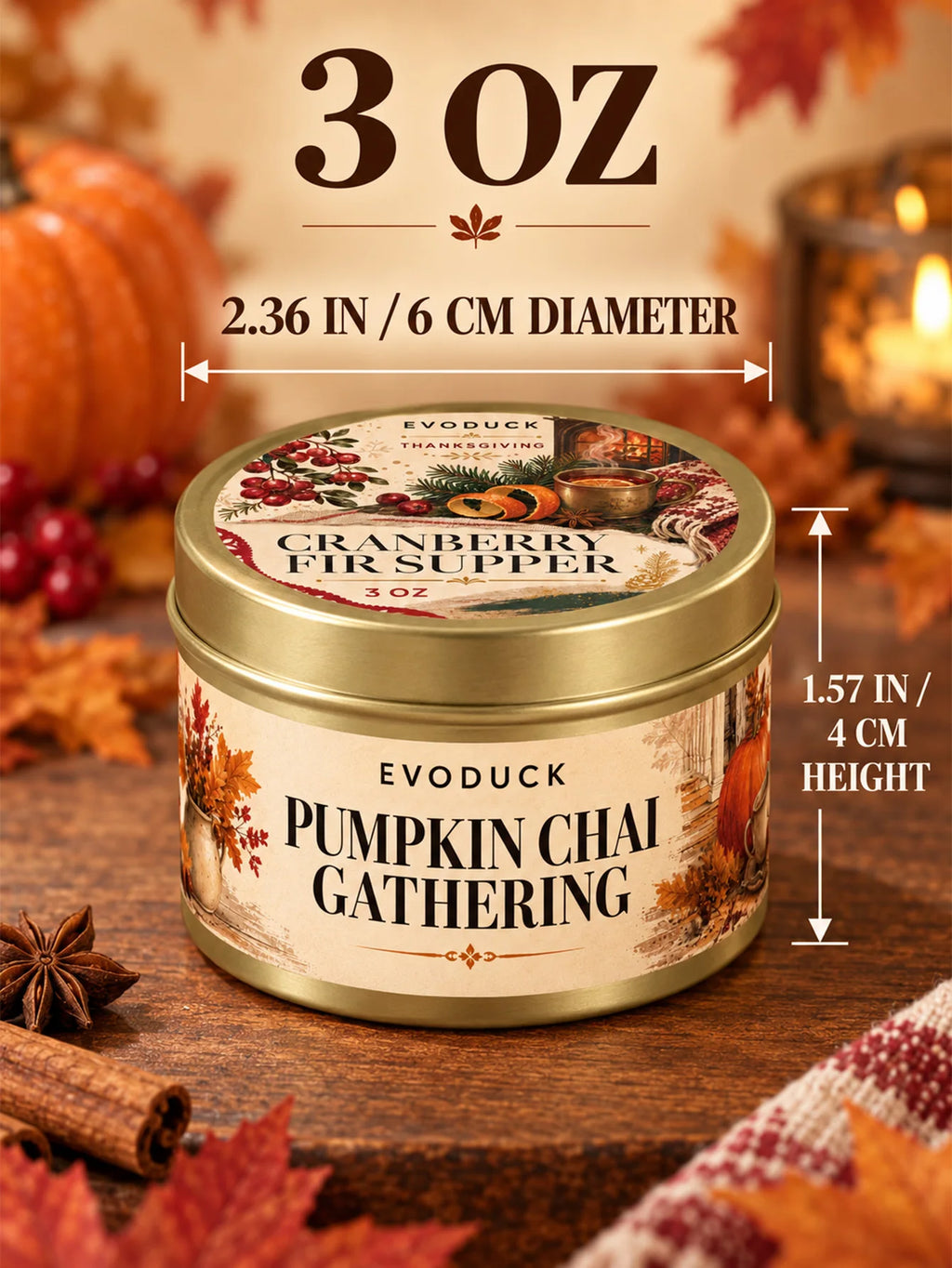 4Pcs Orange Loaf Welcome Scented Candles Set 3oz Gold Tin Jar Thanksgiving Warm Autumn Room Decor Gift for Mom Wife Teacher Her