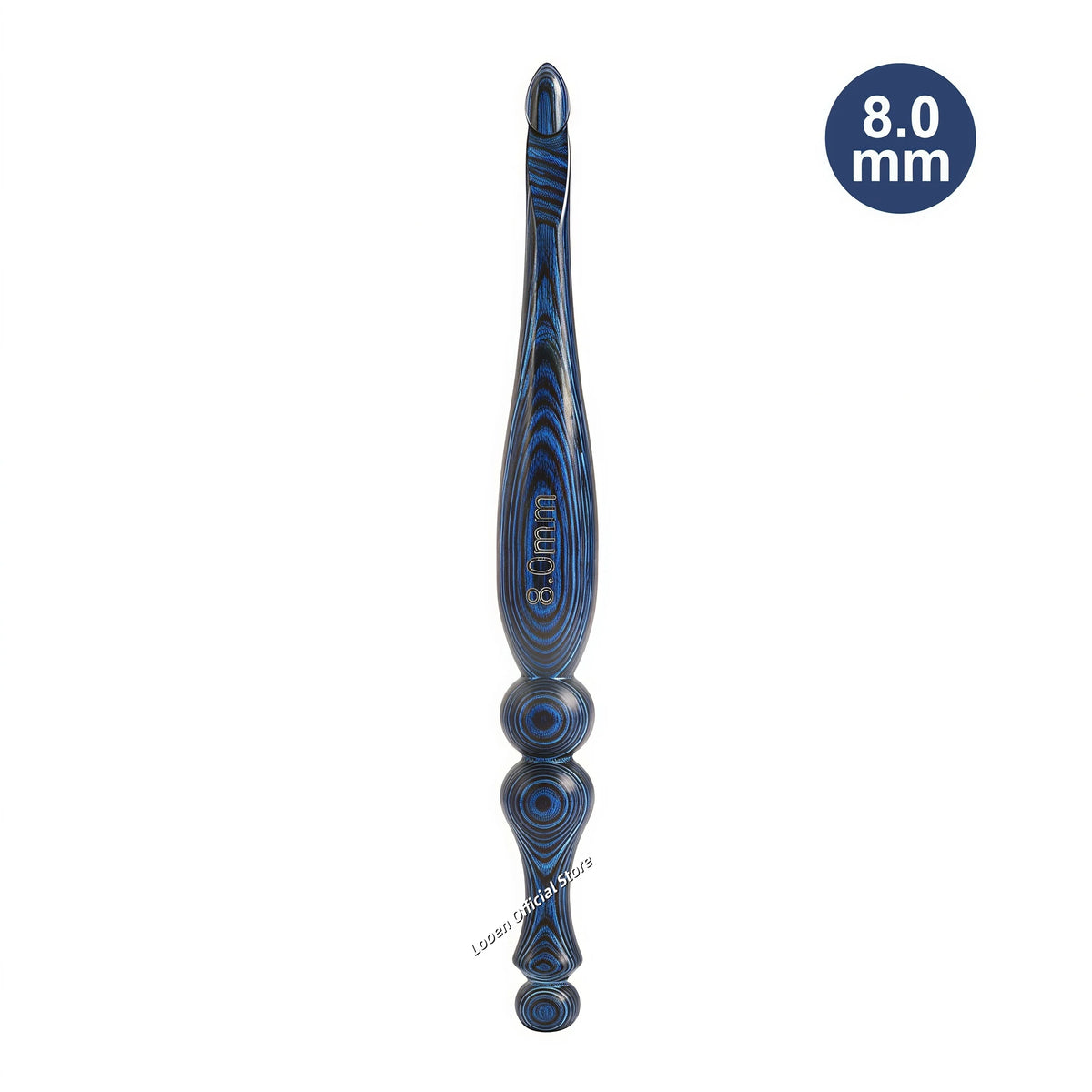 Crochet Hook, Blue Vintage-Style Wooden Handle for Handmade Yarn Crafts