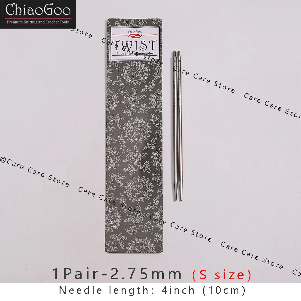 Knitting Needle Tips, ChiaoGoo TWIST Stainless Steel Interchangeable Pair