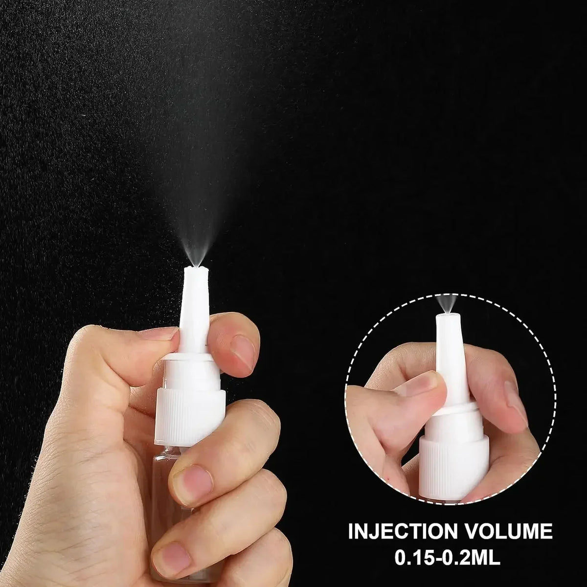 Nasal Spray Bottles Empty White Plastic Refillable Pump Containers 5 Pack