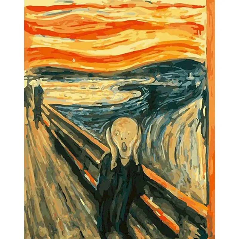 Famous artwork 'The Scream' by Edvard Munch with a person screaming.