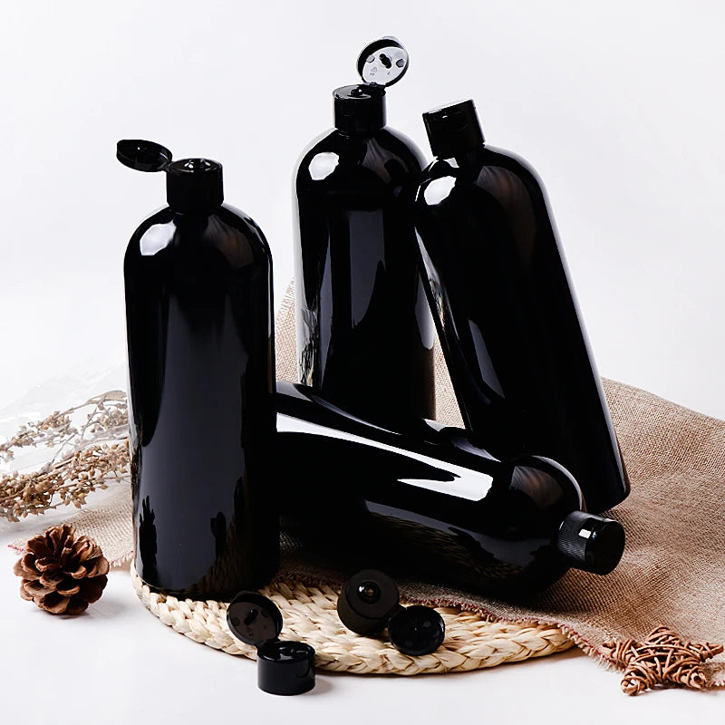 Flip-Top Bottles Empty Large PET Black White Clear Packaging 8 Pack