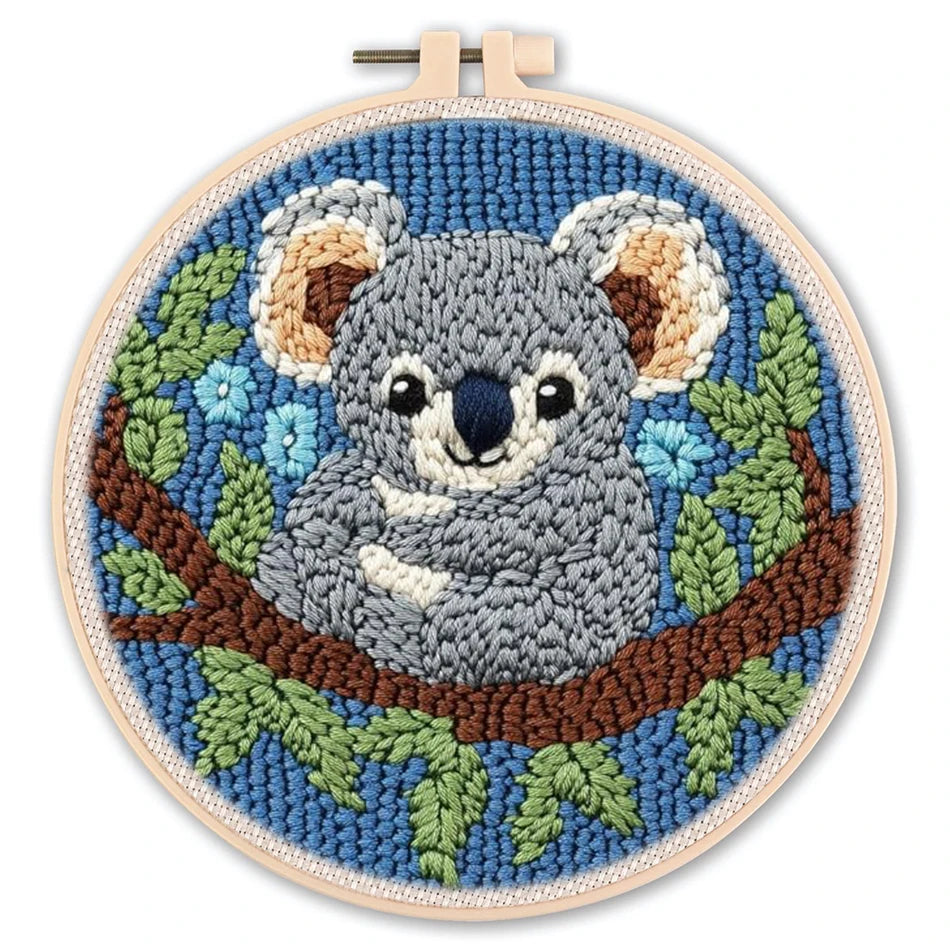 Punch Needle Kit, Animal Patterns with Frame for Handmade Embroidery Art
