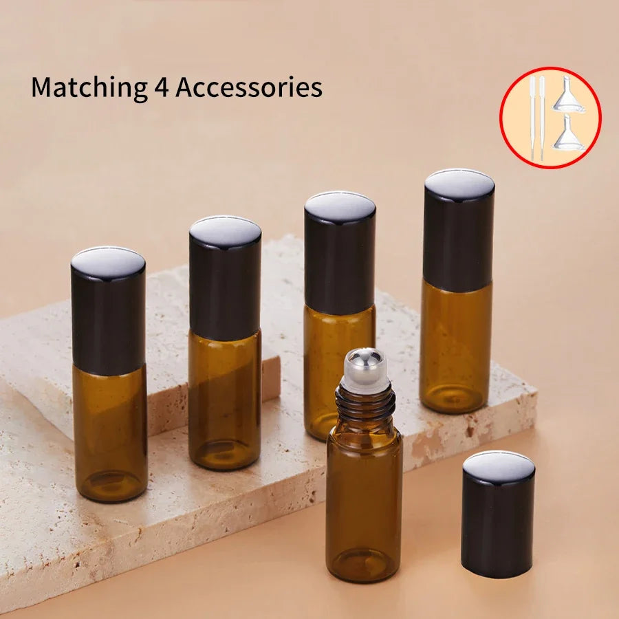 Spray Bottles Empty Amber Glass with Funnels and Droppers 5 Pack