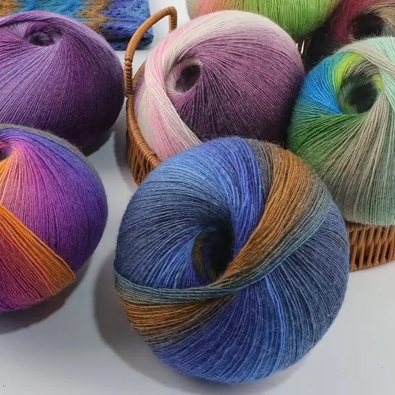 Yarn, Rainbow Gradient for Crochet Shawls, Sweaters, Hats & Flower Crafts