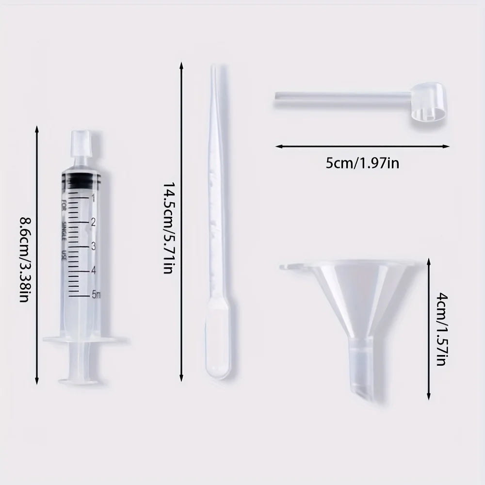 Perfume Refill Tool Set Plastic Funnels Pipettes Droppers and Syringes