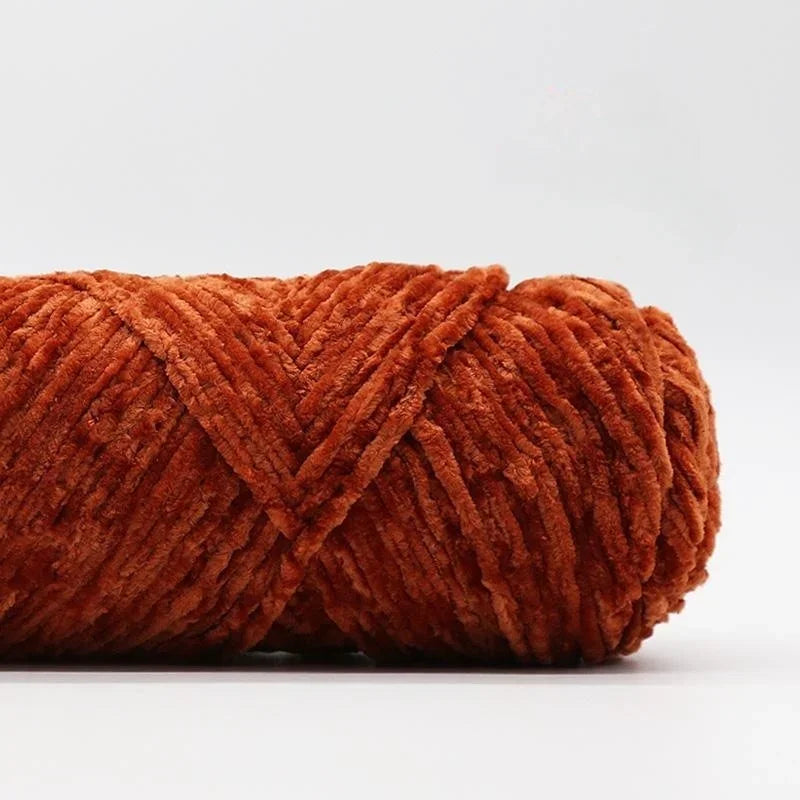 Yarn, Chenille Velvet-Style with Gold Luster for Scarves, Sweaters & Dolls