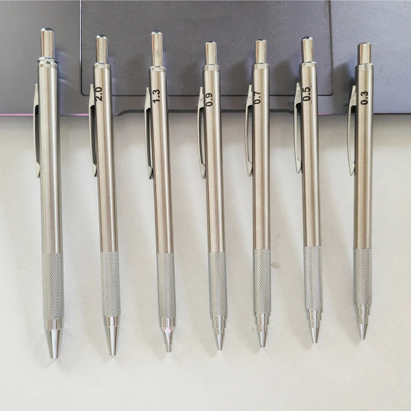 Full Metal Mechanical Pencil with Lead Refills — 0.3 to 3.0mm Precision Drawing