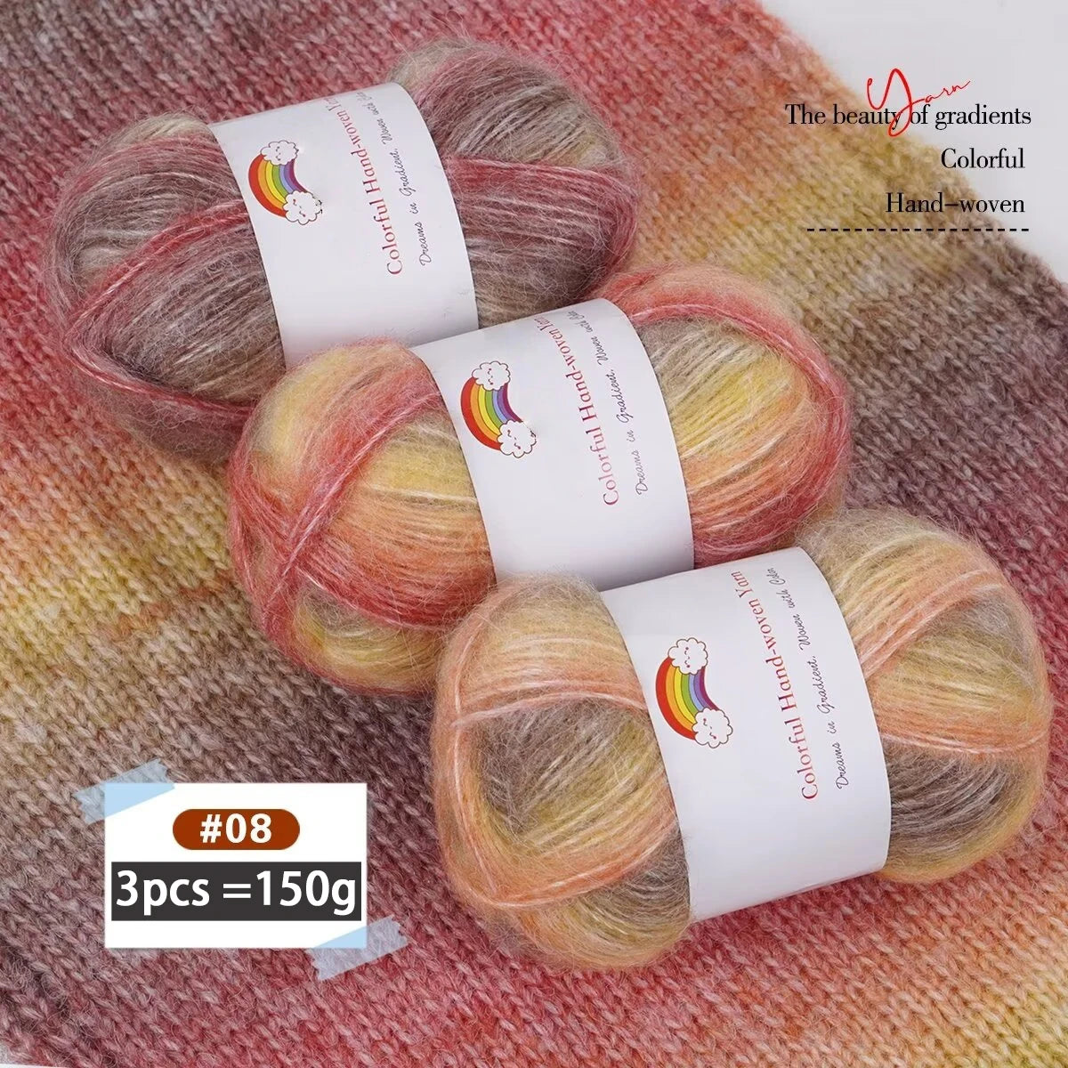 Yarn, Light Rainbow Gradient for Sweaters, Coats, Hats, Scarves & Shawls