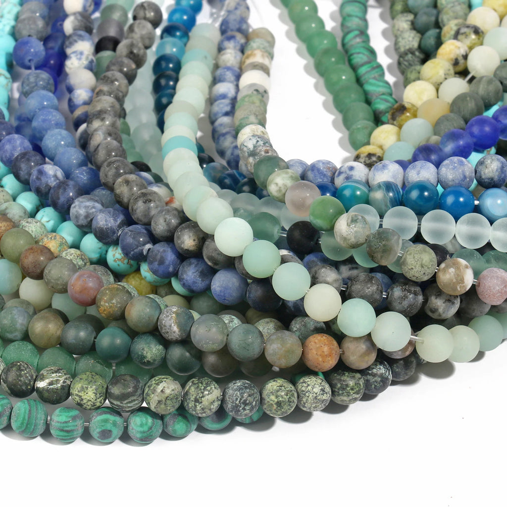 Stone Beads Matte Round Turquoise Jasper Quartz Styles for DIY Jewelry Making