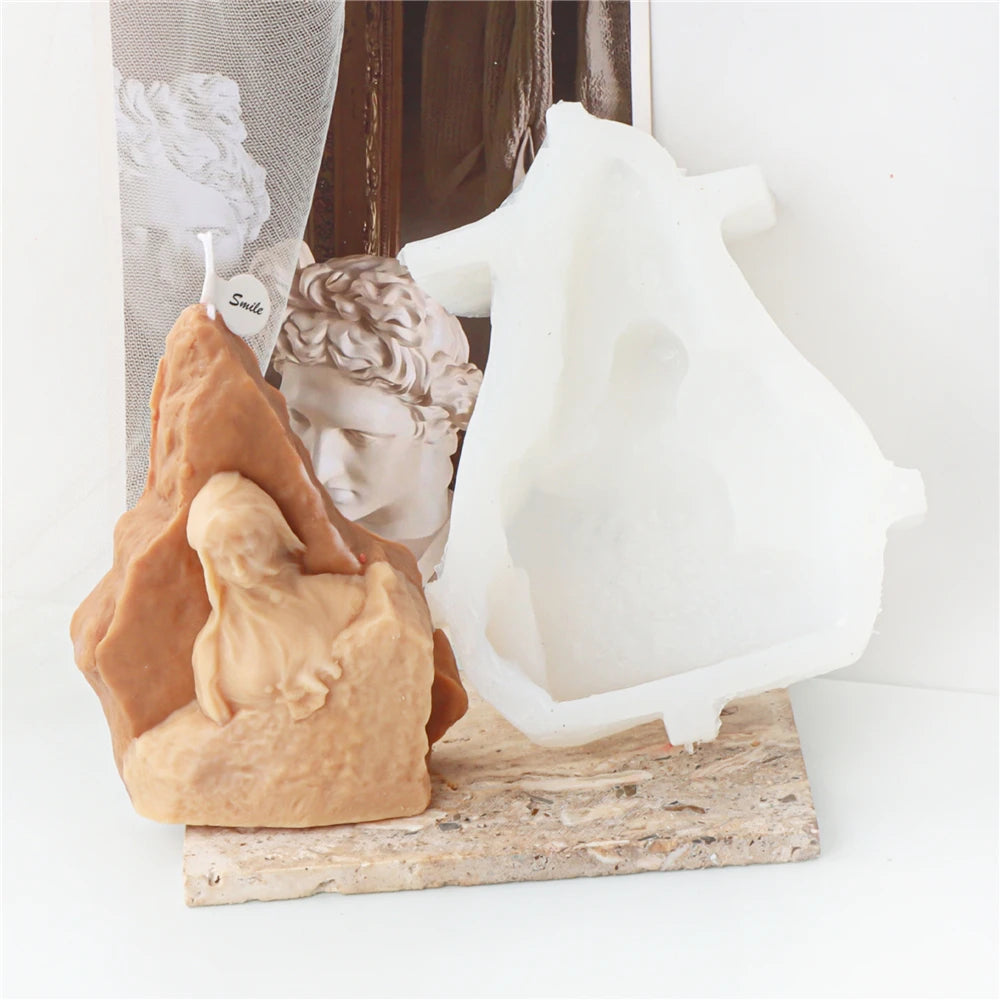Angel Virgin Mary Silicone Candle Mould Veil Lady Casting Resin Making Molds Aromatherapy Plaster Clay Home Decorate Mold