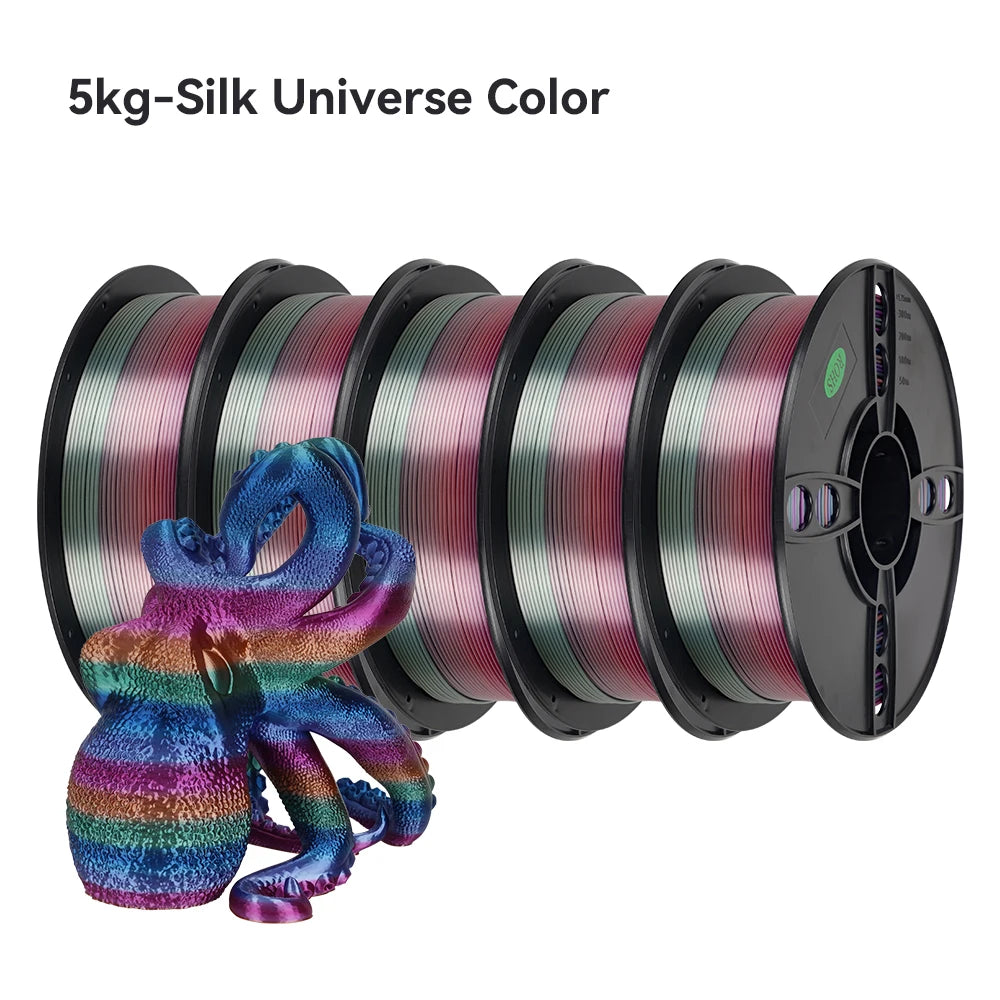 KINGROON Silk Rainbow PLA 3D Printer Filament 1.75mm Silk Candy Colors Glossy Neatly Wound 3D Filaments