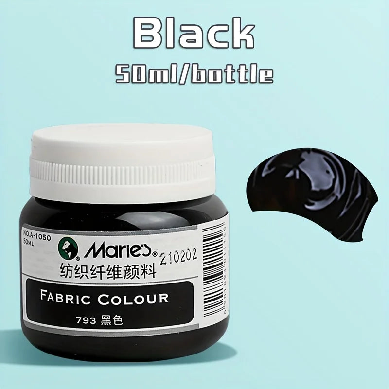Marie's Permanent Fabric Paint 50ml — 19 Colors for Clothing & DIY Art