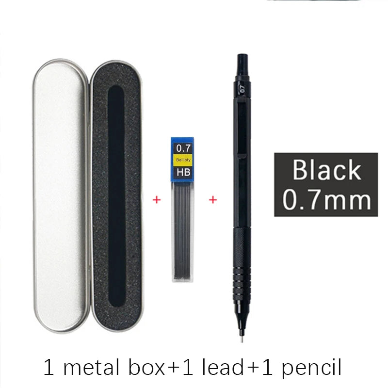 Metal Mechanical Pencil & Lead Refills — 0.3 to 2.0mm, Black or Silver