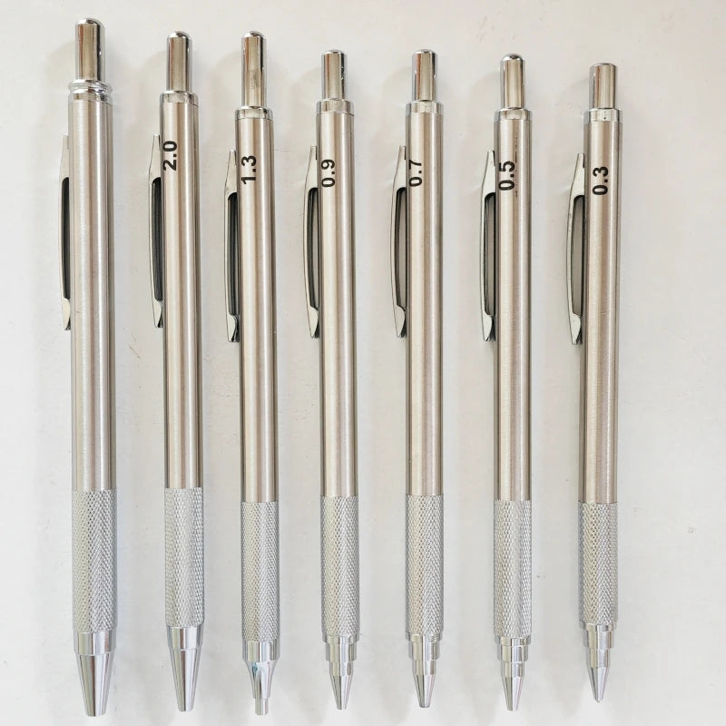 Full Metal Mechanical Pencil with Lead Refills — 0.3 to 3.0mm Precision Drawing