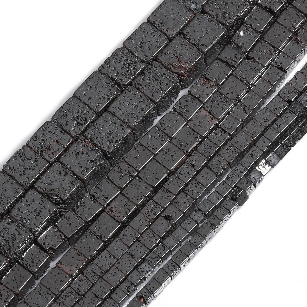 Stone Beads Square Black Lava-Style Spacers for DIY Jewelry Making Craft Beads