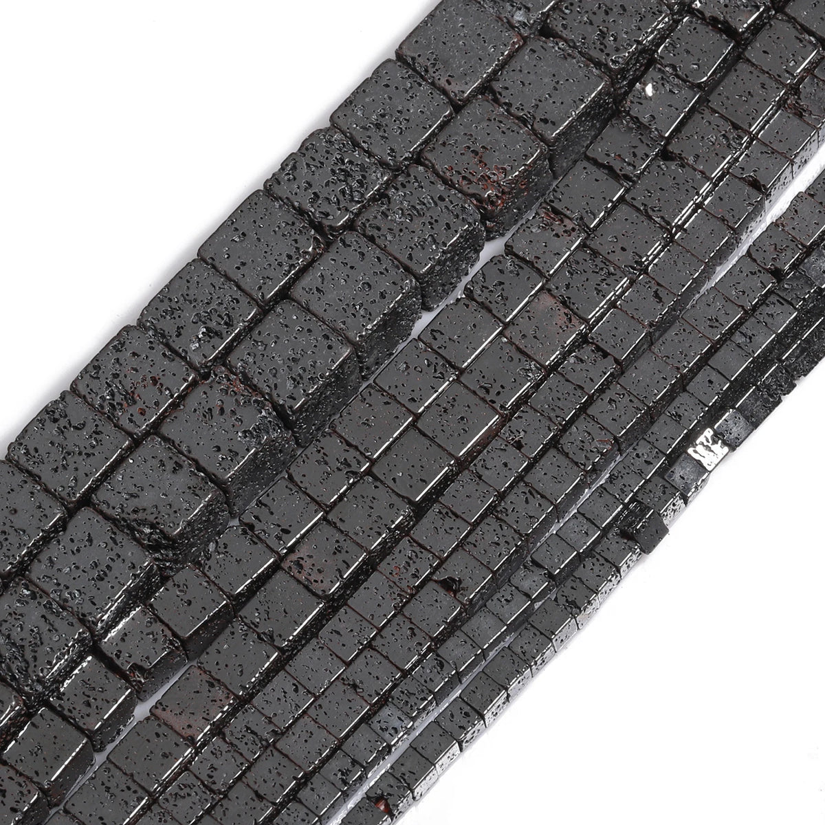 Stone Beads Square Black Lava-Style Spacers for DIY Jewelry Making Craft Beads