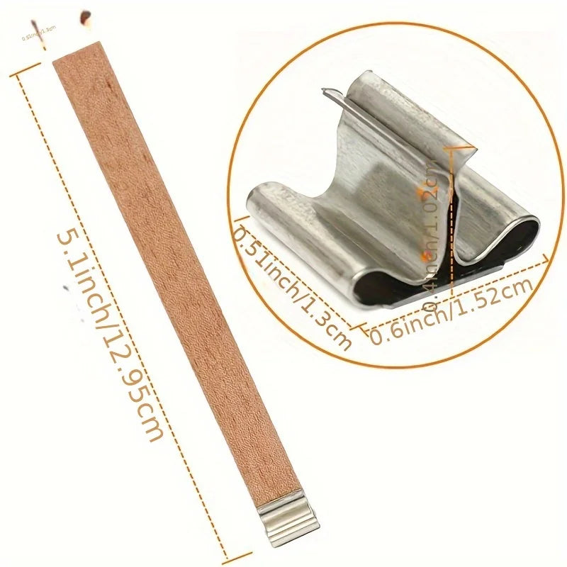 50pcs Wooden Candle Wicks, Candle Making Wicks 5.1 X 0.5 Inch Naturally Smokeless Wooden Candle Wicks Candle Cores With Iron Sta