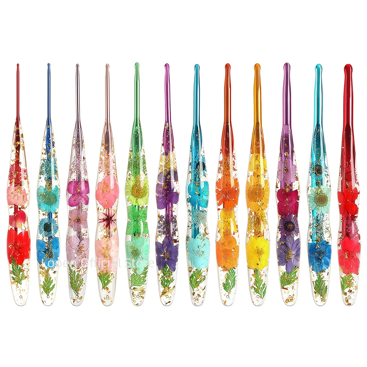Crochet Hooks, Floral Resin Handles for Handmade Yarn & Weaving Crafts