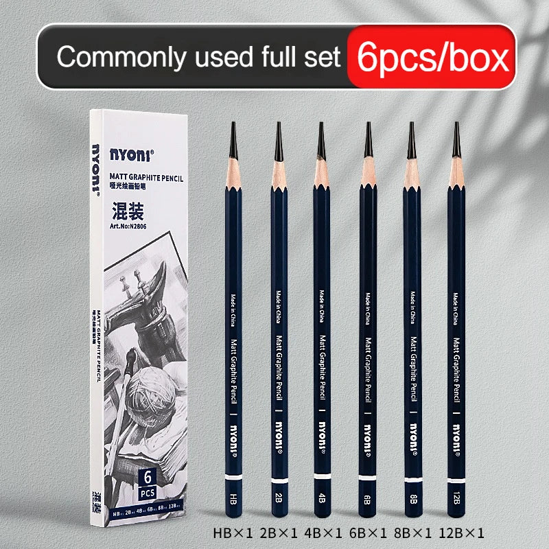 Graphite & Charcoal Pencils, NYONI — HB to 12B, Single-Grade & Mixed Sets
