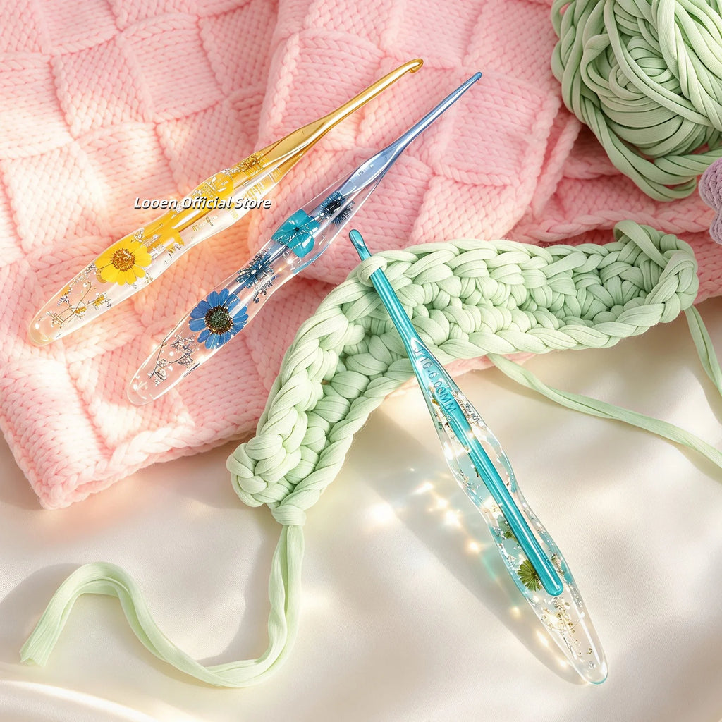 Crochet Hook, Resin Handle & Aluminum Tip for Handmade Yarn Projects
