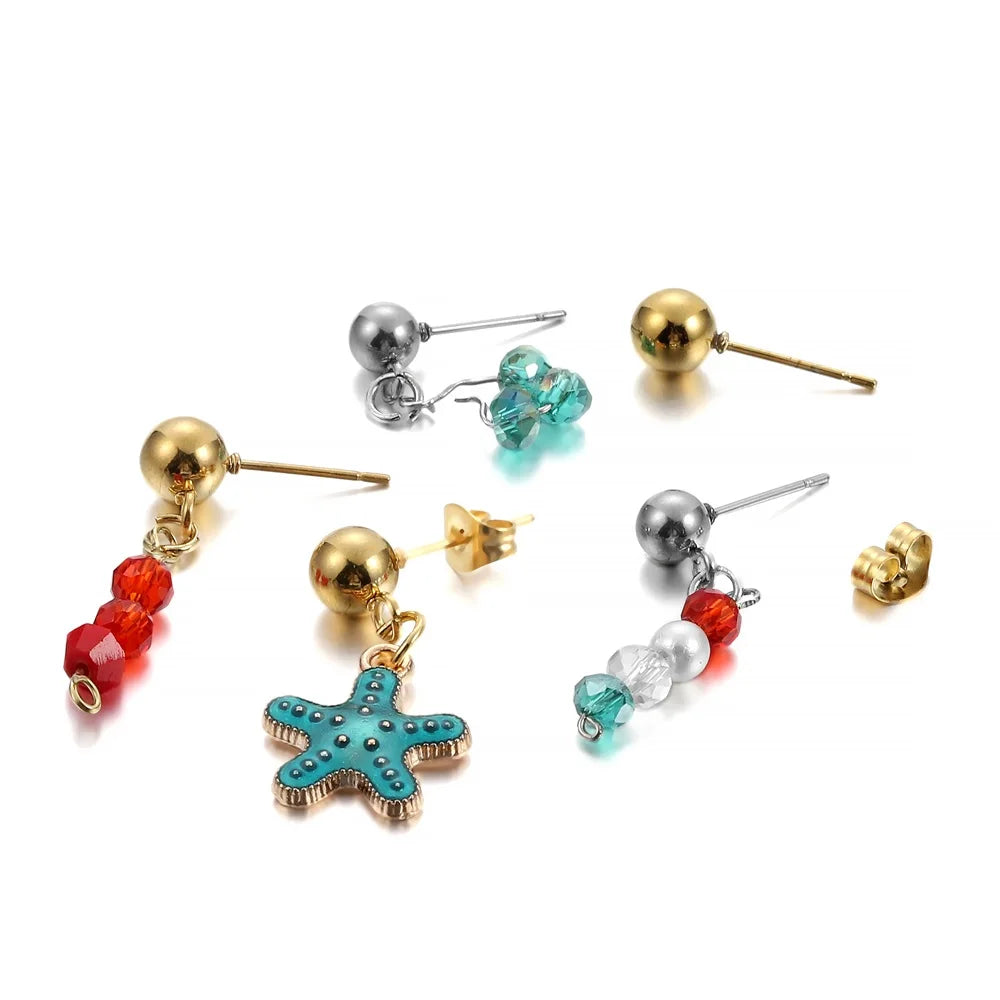 Ring Settings Gold Color Stainless Steel Love Heart Ear Studs DIY Jewelry Making