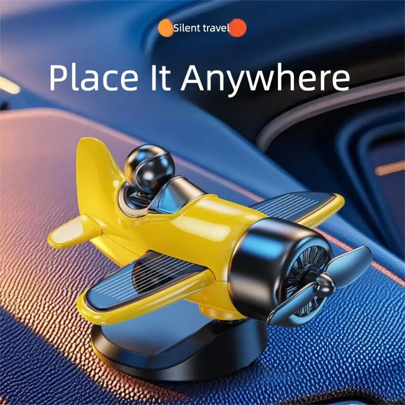 Solar Powered Rotating Airplane Car Car Dashboard Ornament Decoration