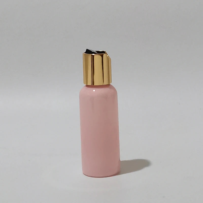 Disc-Top Bottles Empty PET Gold Tone Caps Cosmetic Packaging 50 Pack