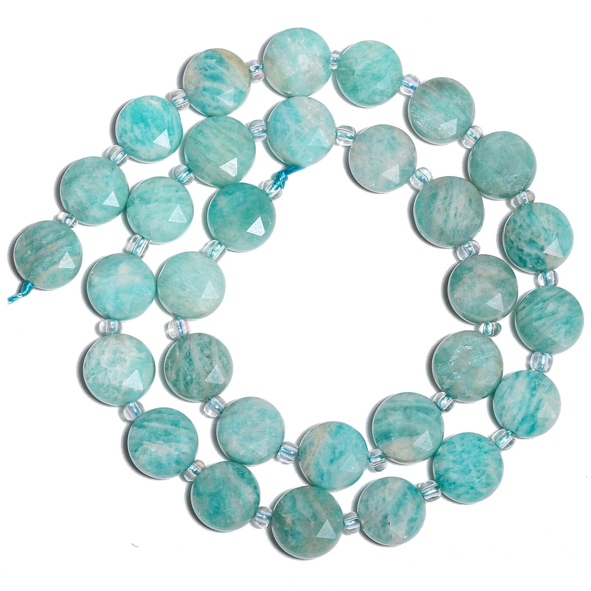Stone Beads Nature Flat Round Amazonite Quartz-Style Agate Fluorite Craft Beads