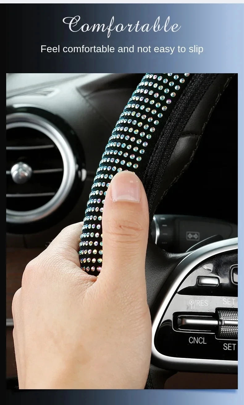 Crystal Steering Wheel Cover Bling Steering Wheel Cover Anti-Slip Comfort