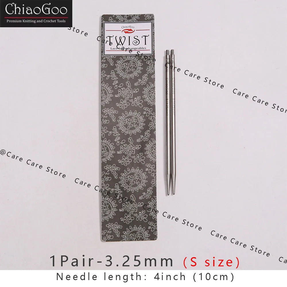 Knitting Needle Tips, ChiaoGoo TWIST Stainless Steel Interchangeable Pair