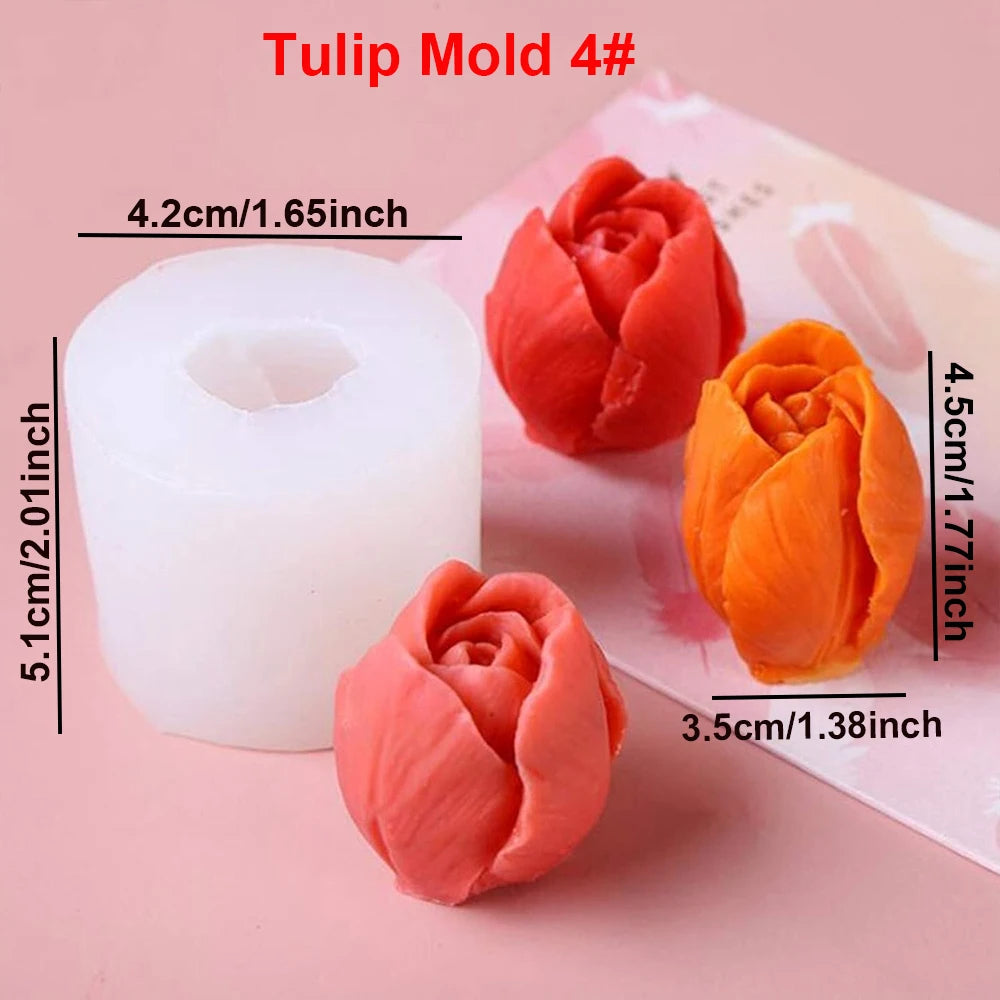 DIY Tulip Bouquet Silicone Candle Molds 3D Tulip Floral Designs Handmade Soap Plaster Resin Crafts Casting Mold DIY Home Decor