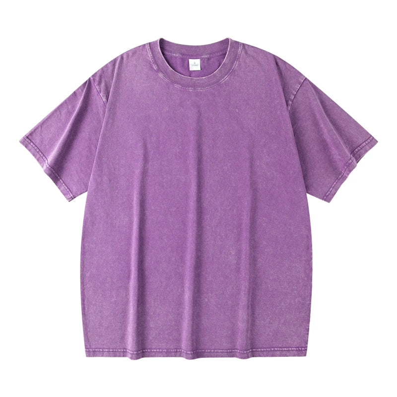 T-Shirt Unisex Rhinestone Acid Wash 100% Cotton Retro Punk Loose Hip Hop Tee