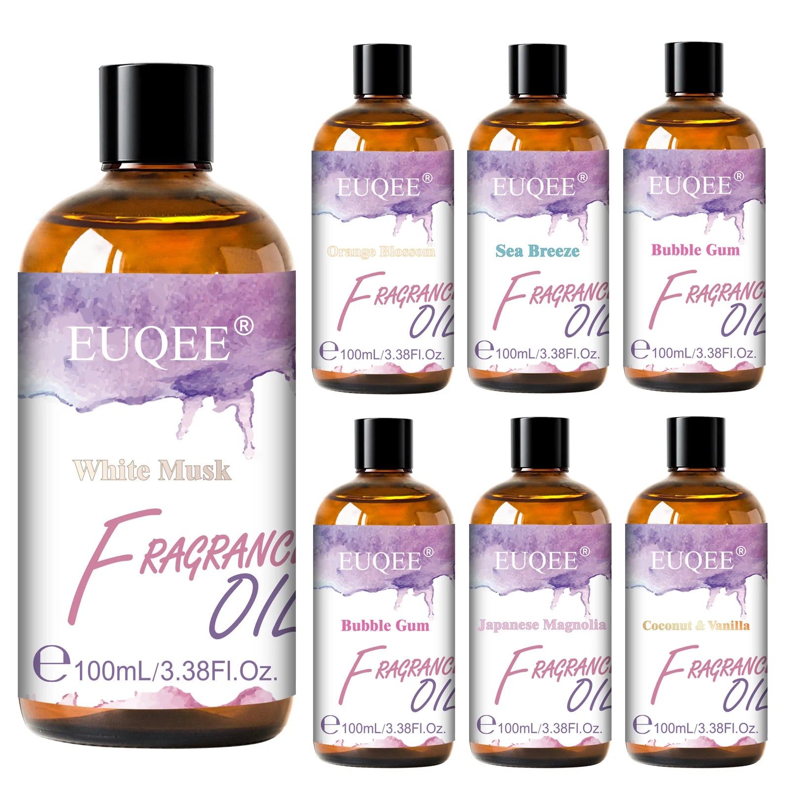 EUQEE 100ml Aroma Fragrance Oil Japanese Magnolia Bubble Gum Coconut & Vanilla Freesia Fragrance Oils For Diffuser Humidifier
