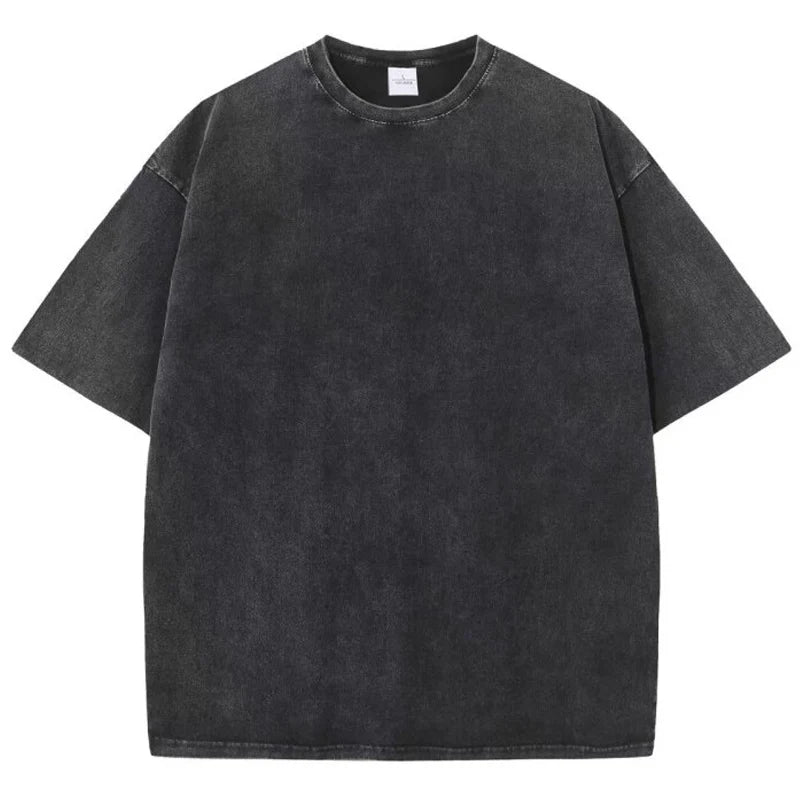 T-Shirt Unisex Washed Oversized Heavyweight Solid Color Vintage Loose Tee