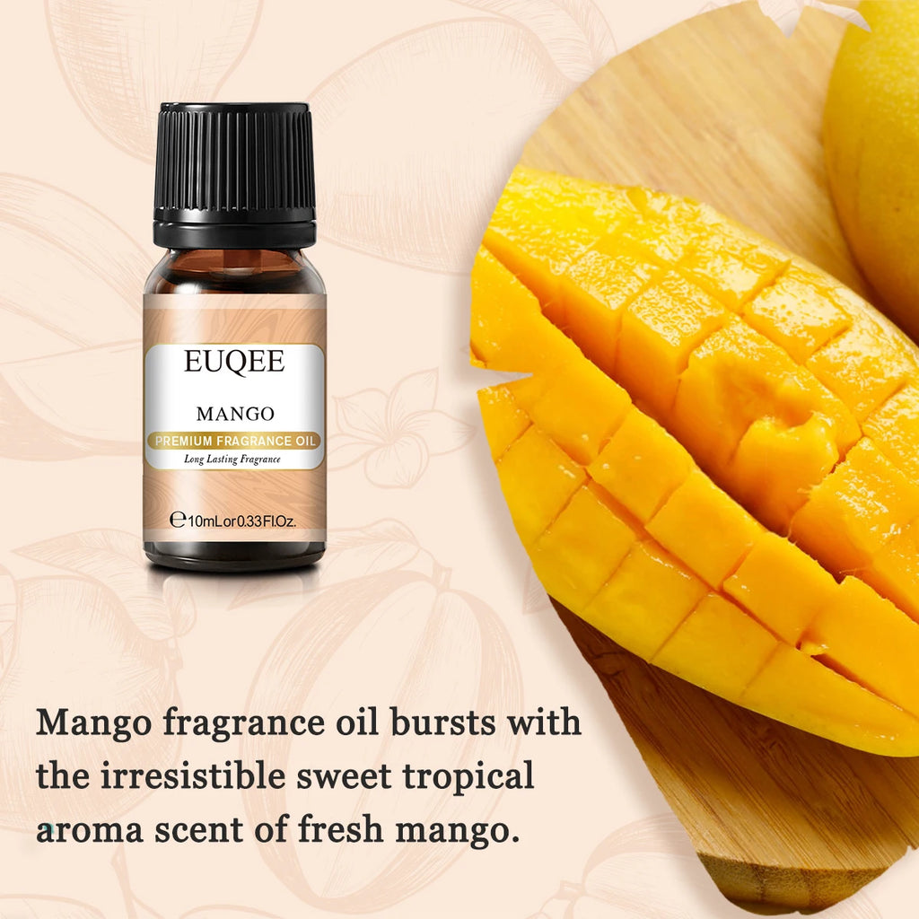 EUQEE 10ML 10ML Sweet Fruit Fragrance Oil For Aromatherapy,Making Candle,DIY Soap,Apple,Mango,Strawberry,Cherry,Coconut,Peach