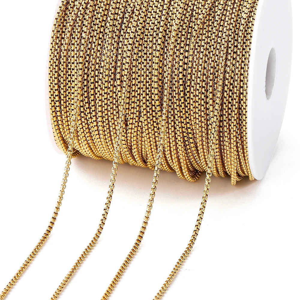 Metal Beads . Stainless Steel Square Link Chains Necklace for DIY Jewelry Making
